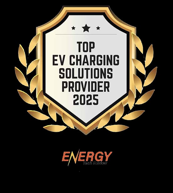 Awarded by Energy Tech Review — Top EV Charging Solutions Provider 2025 badge