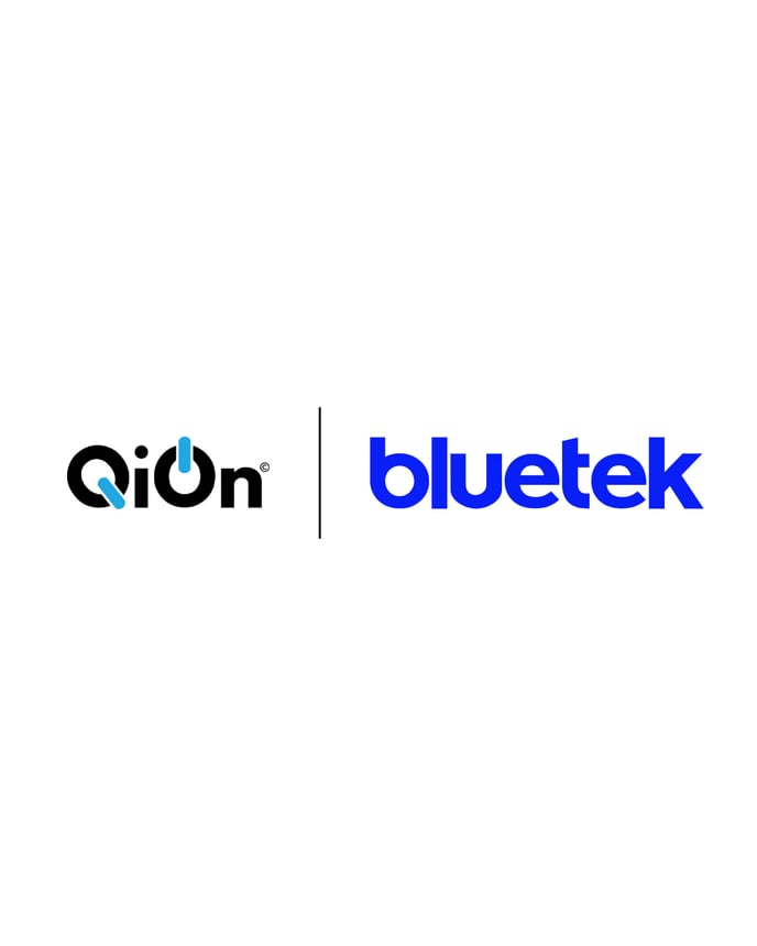 QiOn and Bluetek Global co-branded partnership logo