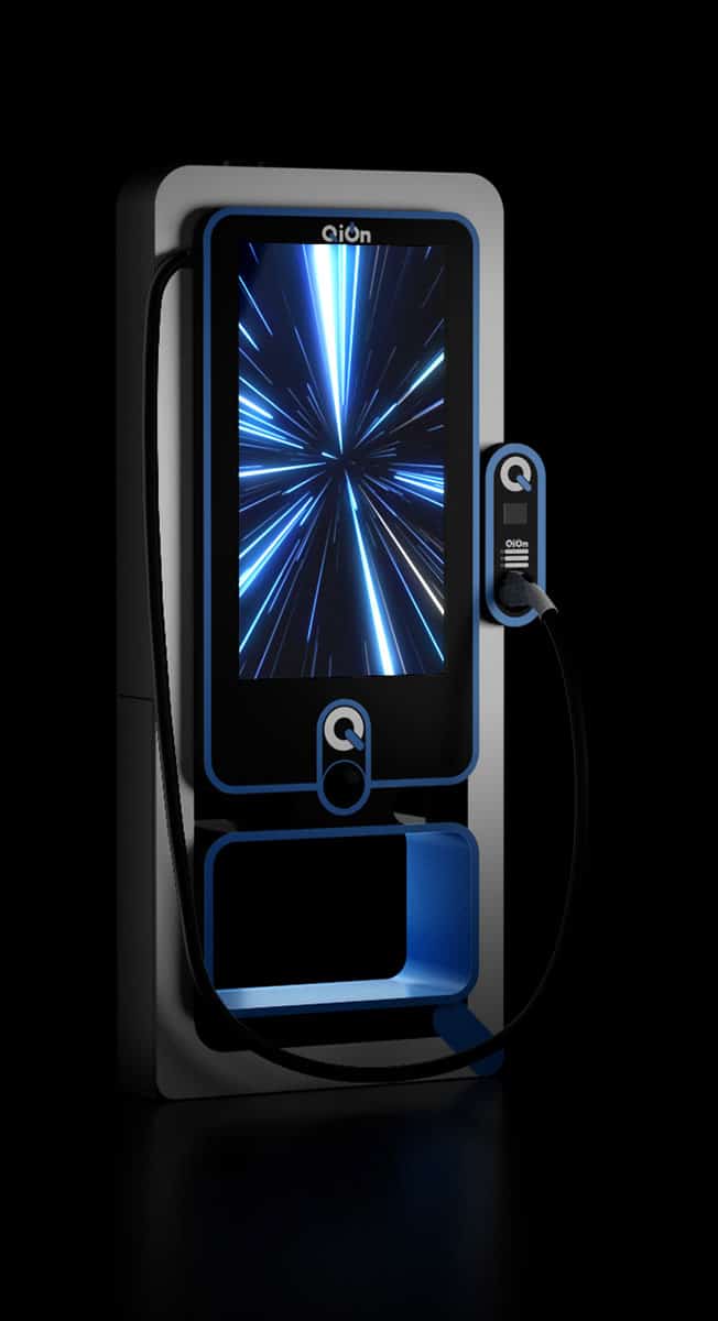 QiOn's Blade charger showing an interstellar design in its screen